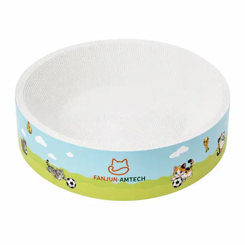 FANJUN-AMTECH Circular Cat Scratcher & Lounge Bed - Upgraded Hardened Corrugated Cardboard 2-in-1 Durable Pet Scratch Pad for Small Indoor Kittens, Classic Sports Cartoon Cat Furniture, Scratching Posts, TikTokShopSummerSale