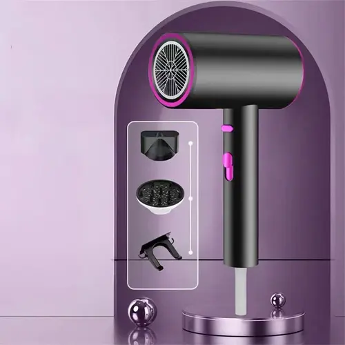 Portable Quiet Multifunctional Blow Dryer for Home Use, Blue Light Negative Ion Hair Care, High Wind Power Quick Drying, Foldable Diffuser Attachment, Suitable for All Hair Types, Portable Hair Dryer