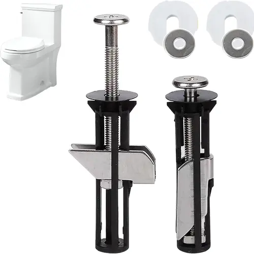 2-Piece Universal Bolt Kit for Bathroom Fixtures, Stainless Steel Replacement Screws with Gaskets, No-Slip Fasteners, Quick-Release Easy-Install Cover Repair Parts, 2 Piece Sets