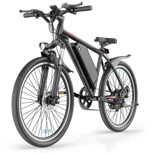 Adult Electric Mountain Bike – 350W Brushless Motor (750W Peak), 48V Removable Battery, 30–55 Mile Range, 22 MPH Max Speed, 26-Inch Off-Road Tires, 21-Speed ​​Gearing, Dual Disc Brakes, 5-Level Pedal Assist Modes, LED Lighting, 330 lb Max Load Capacity.