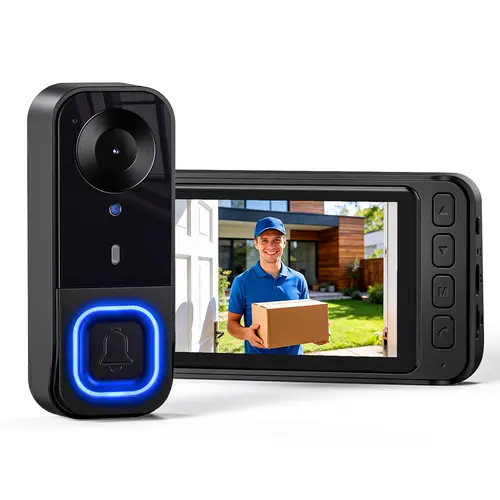 1080P Doorbell Camera Wireless |  No Subscription No App No Wifi Nedded  | Waterproof Door Bell Camera with Monitor Screen Free Storage  | Video Intercom Two-Way Audio, 170° View Angle | Night Vision,back to school,back to school haul
