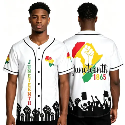Juneteenth Baseball Jersey, Classic Patriotic Freedom Themed Jersey. Stylish Casual Streetwear For Holiday Celebration, Perfect Juneteenth Outfit And Meaningful Gift For Everyone.#TikTokMadeMeBuyIt #Juneteenth #JuneteenthJersey #PatrioticApparel