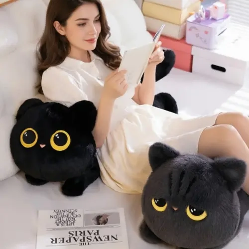 Cute Cat Plush Pillow, Adorable Animal Design, Soft Huggable Plush Toy for Kids and Girls, Cozy Cushion, Soft Cuddly Gift, Perfect Gift for Children #GLOBAL PICKS