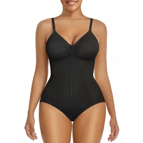 SHAPERX #Livestream Shapewear for Women Tummy Control Bodysuits Zip-Up Comfort Shapewear Breathable Suitable for Everyday Wear