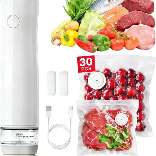 Food Vacuum Sealer Machine Handheld Cordless with Visual Water Storage Tank,30 Reusable Vacuum Bags (2 Sizes) Compact Portable Vacuum Sealer Kit,Meal Prep Sous Vide Freezer Storage,5X Freshness Kitchen Essential tiktokshopbacktoschool