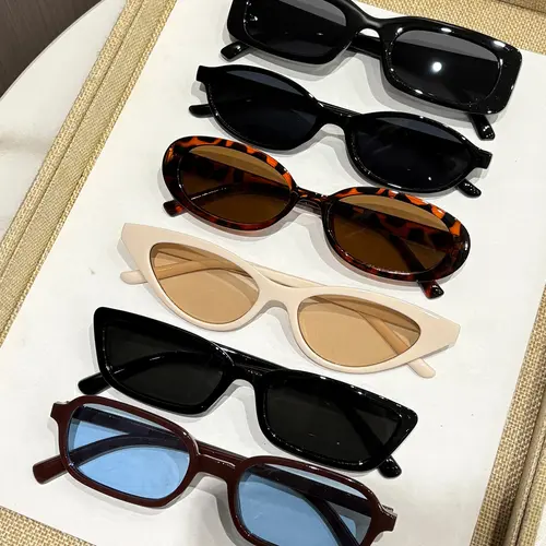 6 Pairs Personalized Cat Eye Y2K Sunglasses Set, Portable Casual Glasses Combo, Trendy Street Style Sunglasses, Ideal for Street Photography, Travel, Fashion Accessories