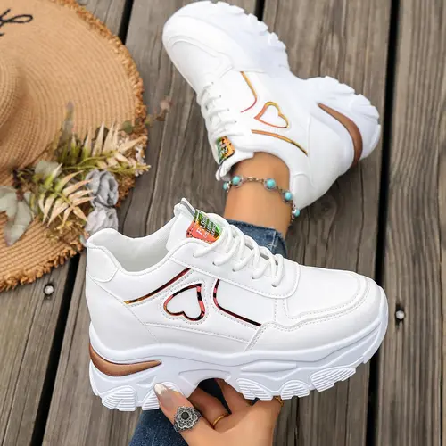 Women's Sporty Casual Lace-Up Sneakers, Chunky Sneakers, Platform Dad Shoes, All Day Sneakers, Pairs Well with Jeans & Skirts, for Daily Casual Wear & Commuting, Ideal Gift & Back-to-School Choice