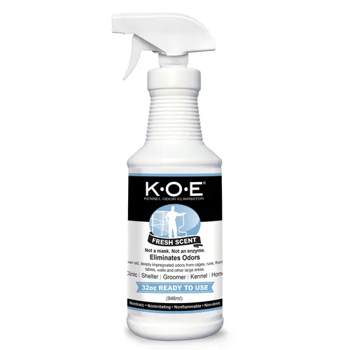 K.O.E Kennel Odor Eliminator Fresh Scent Ready to Use Spray by Odorcide for Home & Kennels with Safe, Non-Enzymatic Formula KOE 32 oz Spray Bottle