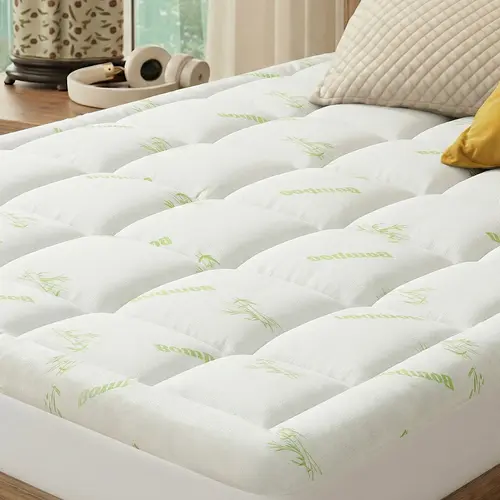 Sweetcrispy Bamboo Mattress Topper - Viscose-Derived Bamboo Topper Mattress, Ultra-Soft Thick Pillow Top Pad with Deep Pockets, Multi-Size Fit, Breathable for Hot Sleepers & Back Pain Relief