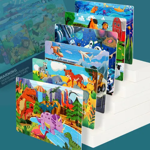 Wooden Puzzles for Toddlers, Animal Dinosaur Vehicle Jigsaw Animal Puzzles with 60 pieces for Kids3-5, Preschool Learning Activities, Learning & Educational Toys, Gift for Boys