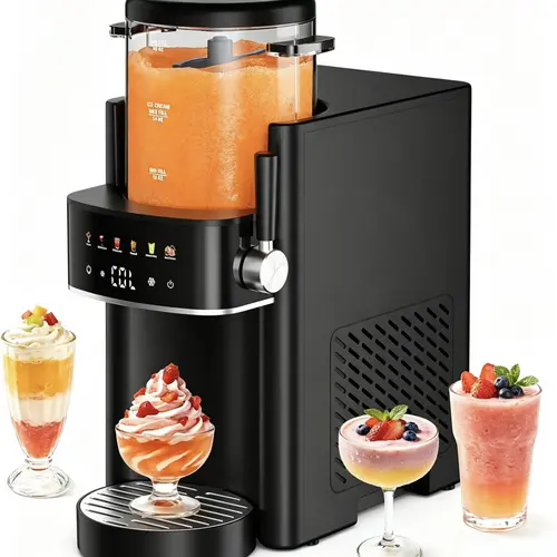 6-in-1 Ice Cream Maker, Slushie Machine and Margarita Machine, No Ice Needed Rapid Chill Slushy Maker for Home, 6 preset mode, Self-Freezing, automatic cleaning, Frozen Drinks, Frappe, Smoothie,  gifts, parties,sohochic