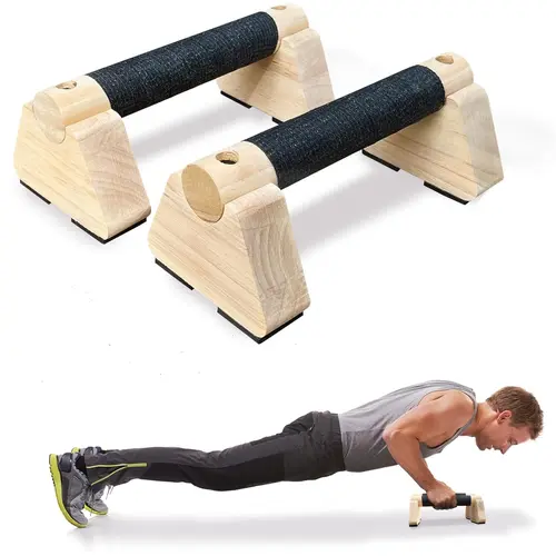 Wooden Parallettes Bars for Home Fitness, Calisthenics Equipment, Handstand Training Bar with Non-Slip Grip Design, Ideal for Strength Training and Gymnastics Practice, Push Up Handles, Strength Workout Equipment, Home Gym Gear