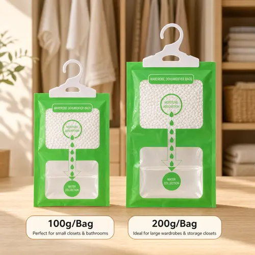 Summerwi 8-Pack Hangable Silica Packets - 100g/200g Fragrance-Free Solid Moisture Absorbers with Hook, Mildew-Proof for Indoor/Office Storage, Closet Damp Control, Thick Disposable Kitchen Appliance Covers, Wooden Incense Holder Protection, Moisture Absor