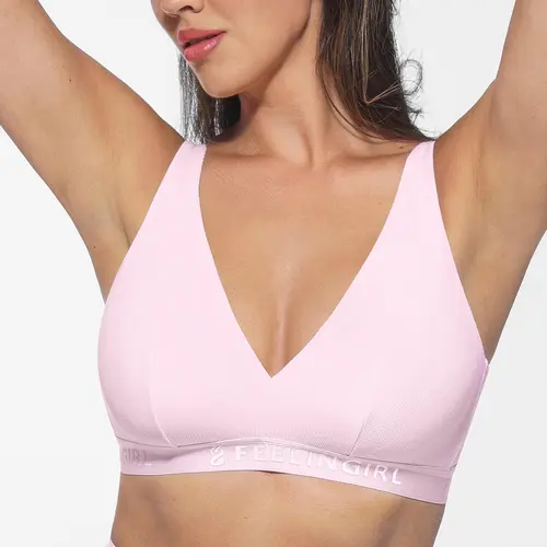 FeelinGirl #live Comfort Modal Rib Bra Seamless No Underwire flexible Straps Full Coverage Everyday Bras