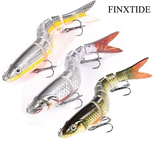 FINXTIDE Top-Rated Quick-Drop Fishing Lure - SwimMax Fishing Equipment with BKK Hooks, 3D Realistic Eyes, Durable ABS Construction, Built-In Rattle, Flexible Movement, Mini Size, Summer Use, Gift for Family, Natural Look, 8 Segments