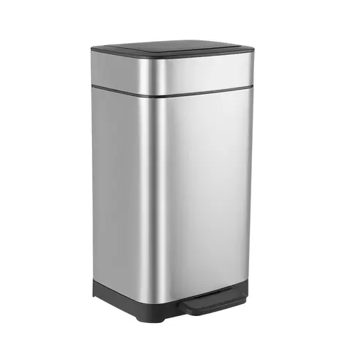 CLEALOM Stainless Steel Trash Can with Lid，14 Liter / 3.7 Gallon Soft-Close  Anti-Fingerprint Trash Can or Recycling Bin with Foot Pedal and Inner Bucket，Waterproof trash can，For Kitchen Bathroom Home Office Bedroom Drawing room，household items， trash can