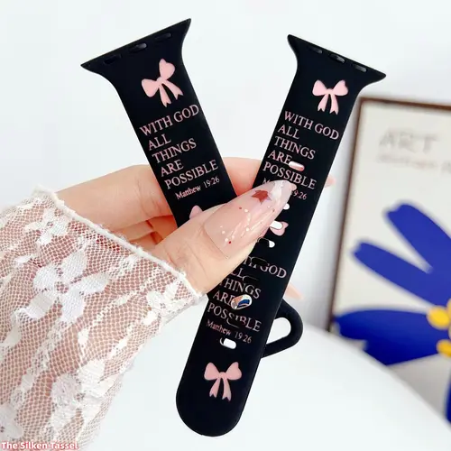 Women's Bow Motif 2-Tone Silicone Watch Strap - Smartwatch Accessories (Strap Only) for All Series Smartwatches - TikTok Shop Back to School DIY Bag Accessory, Watch Straps