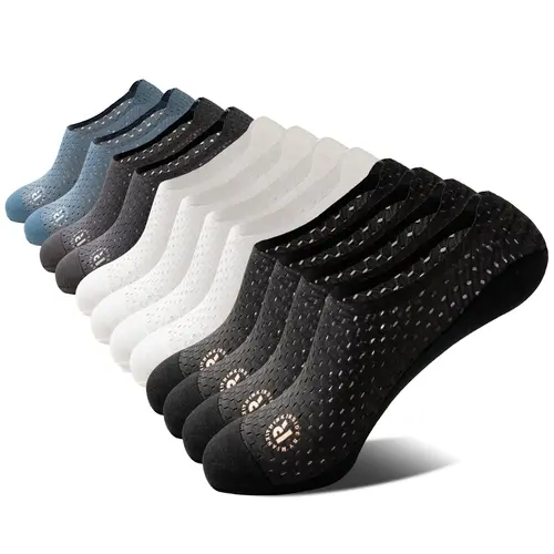 NEXFORMX Men’s Cooling No-Show Socks 6 Pack Breathable Invisible Ankle Socks with Cotton Sole and Stay-Put Heel Grip Ultra-Thin Low-Cut Socks for Summer