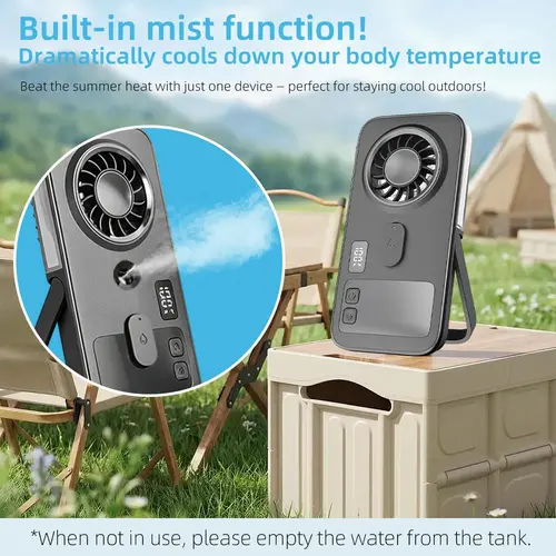 Portable Handheld Multifunctional Cooling Fan - Rechargeable, Cordless, 3000mAh, LED Display, 4-Speed Airflow, Type-C Charge Support, LED Light, Rechargeable Wind Cooling, Beat the Heat, Stay Cool, Modern Portable Fans