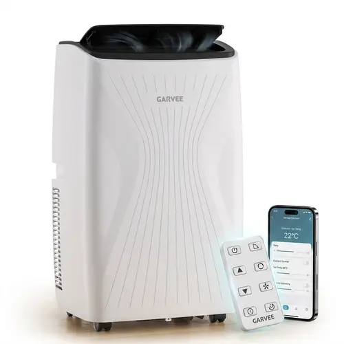 Garvee 14000 BTU Versatile 5-in-1 Portable Air Conditioner for Apartment, Office, Bedroom, Kitchen, Garages, Dorms, Portable AC Unit, Cool Fan & Dry Remote Control Up to 650 Sq ft LED Display