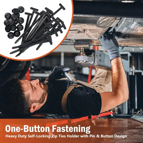 Nylon Pin-and-Button Universal Cable Ties & Wire Clamps, 30/100pcs, Versatile for Automotive Repair & Daily Home Supplies Use