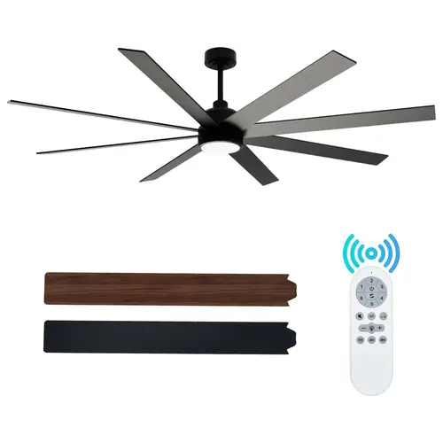 72 Inch Ceiling Fan with Lights, 8 Dual-Finish Blades Quiet Reversible DC Motor, 6 Speed Remote Control, 3CCT Dimmable LED with Timer, Indoor Outdoor Ceiling Fan for Living Room Bedroom Kitchen Covered Patio Farmhouse
