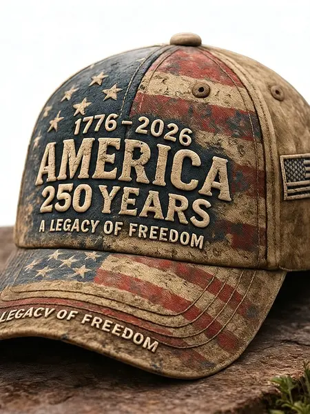 Patriotic 250Th Anniversary Baseball Cap, Vintage Faded Flag 3D Printed Low Profile Dad Hat, Adjustable Sun Hat, Red White Blue July 4Th Accessory