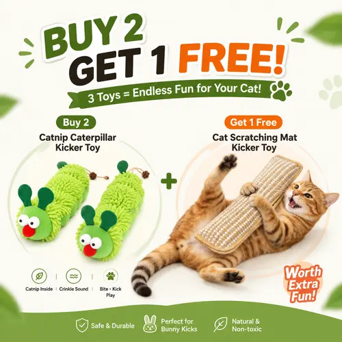 2 Pack Catnip Caterpillar Plush Cat Toy, Crinkle Sound Interactive Chew Toy with Catnip Head & Silvervine Tail for Indoor Cats Kittens, Free Bonus Cat Scratching Board, Durable Boredom Relief Pet Interactive Play Toy for Indoor Kitty Pets