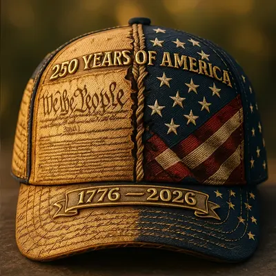 250Th Anniversary USA 3D Printed Baseball Cap| 1776-2026 We The People USA Flag 3D Print Vintage Hat, Breathable Lightweight for Outdoor Activities Daily Casual Gift