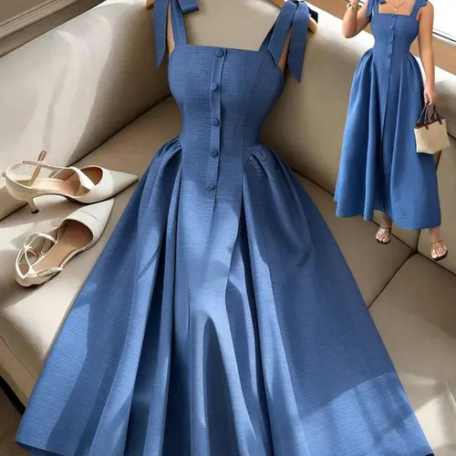 New Elegant Women's Long Dress, Strappy Textured Two-Tone Braided Slim Fit, Youthful Office Wear, Versatile Ladies' Cocktail Dress, Dresses To Wear To A Wedding