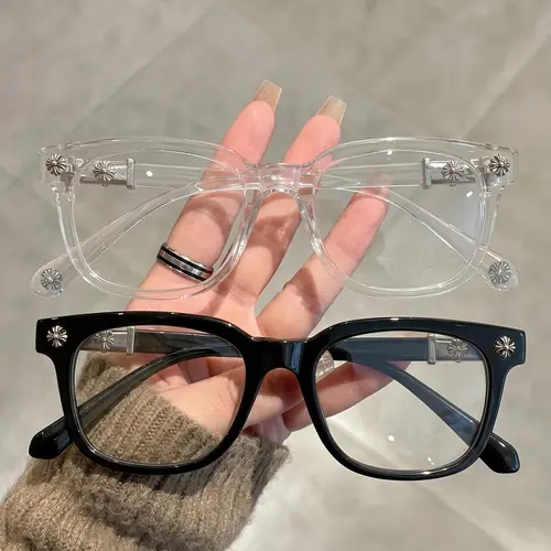 2 Pairs Trendy Anti-Blue Light Nerd Glasses, Unisex Square Frame, Casual Plain Design, Lightweight Comfortable Computer Glasses for All Seasons, Square Frames Eyeglass