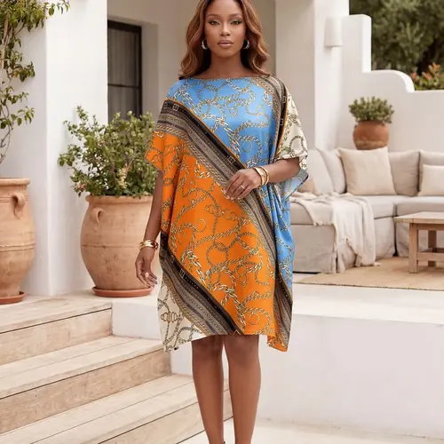 Women's Fashion Shawl, Beach Cover-Up, Loose and Breathable, Eye-Catching Print, Perfect for Vacation and Daily Wear, Summer Essential, Beachwear Cover Up