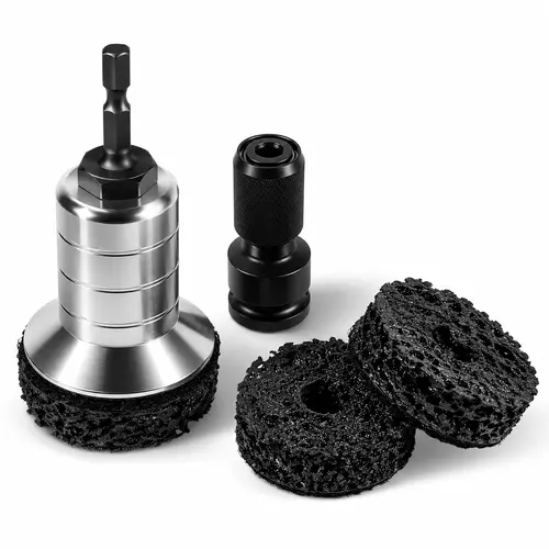 Wheel Hub Cleaning Kit,Brake Hub Cleaning Kit Includes 3 Pads,Holder and Adapter,Fits Power Drill or 1/2" Impact Driven Wrenches toolupgrade