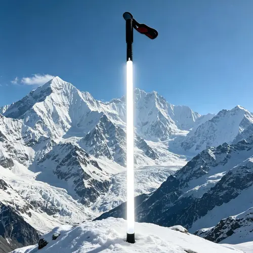 LED Warning Light Hiking Stick - Fixed Length Waterproof Aircraft Aluminum Trekking Pole, Built-in LED Light Strip, 360° Glow, Anti-Slip Secure Hold, Photo Ready for Night Hiking Safety & Camping