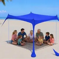 2PM SPORTS 10x10FT UPF50+ Beach Tent Canopy, Portable Easy-Setup Beach Sun Shelter with 8 Sandbags for Camping, Picnic