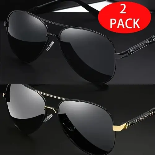 2 Pairs Unisex Polarized Aviator Sunglasses UV Protection Anti Glare Sun Glasses for Driving Outdoor Summer, Sunglasses For Women, Men's Sunglasses