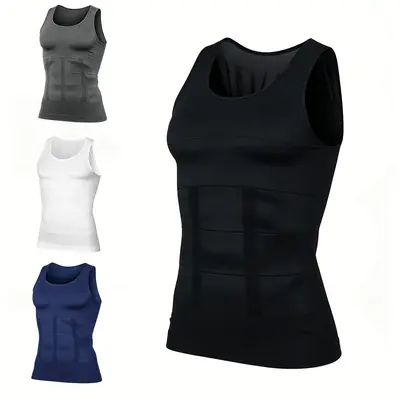 1/2/4 Pack Men Round Neck Compression Tank Top Slimming Body Shaper Vest Shirt Abs Abdomen Slim Seamless Shaping Vest Top Abdominal Corset Men GYM Workout Fitness Shirts Tank Tops Shirts Menswear & Underwear Men's For All Seasons Bestie Socks