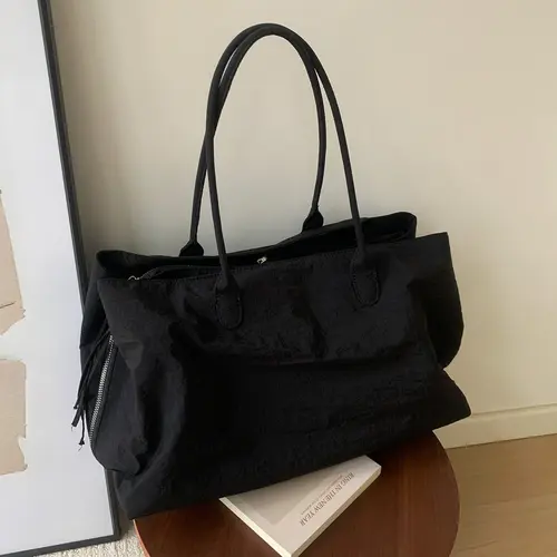 Minimalist Large Capacity Commuter Tote Bag, Multi-Layer Nylon Waterproof Computer Bag, Fitness Bag, Handheld Shoulder Commute Bag, Multifunctional Commuter Tote, Commuter Bags, Daily Commuter Bag