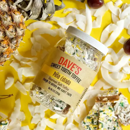 Piña Colada Toffee - 1/2 Pound Gift Jar - Dave's Sweet Tooth Seasonal Release