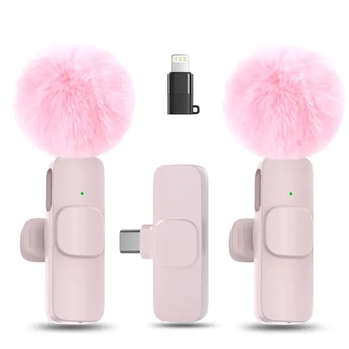 Hitozon 2-Pack USB-Type C Chargeable Wireless Lapel Mic with Noise Reduction, Mute, 1-Touch Recording, Plug-and-Play for Vlogging Equipment, Daily Use, iPhone, iPad, Android, ABS Audio Capture