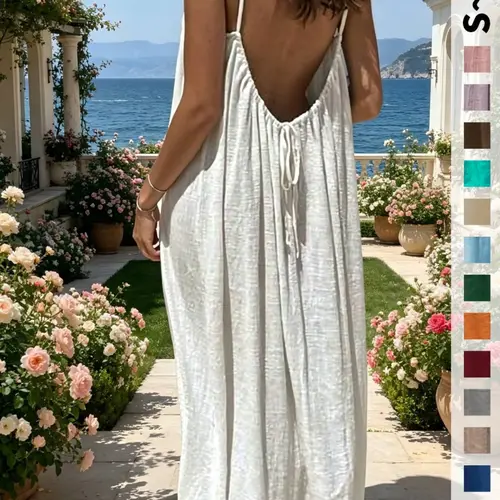 Women's Plain Sleeveless Casual Dress, Loose-Fitting Oversized Summer Long Sundress, Large Size Loungewear Sleepwear, Elegant Comfortable Clothing