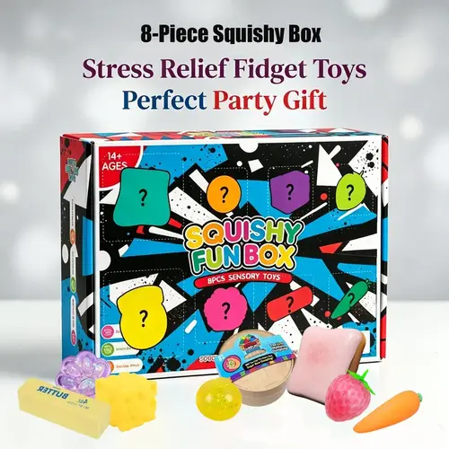 8-Piece Malt Sugar Squishy Set, Slow Rising Squishies, Pocket-Size Fidget Toys with Sensory Play Bundle, Poke-Press Relief & ASMR Stress Relief, Unique Styles Party Gifts