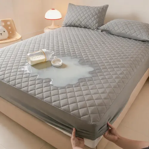 Quilted Mattress Protector - Waterproof, TPU Layer, Polyester Soft Breathable Wrinkle-Resistant Dust-Free Durable Fitted Deep Pocket Bed Cover with Extra Support for Home/Hotel Cooling Bedding Use