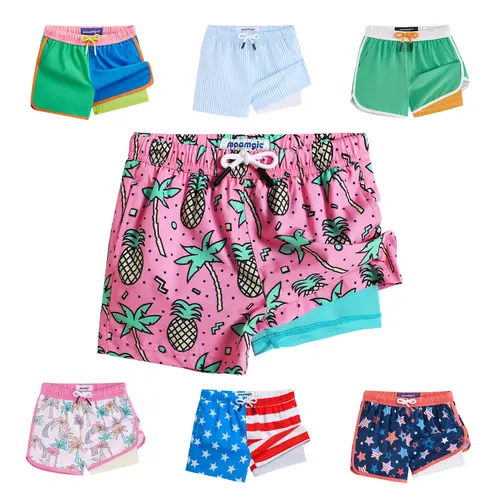 Maamgic Boys' Compression Liner Swim Trunks with Drawstring, Stretchy Colorful Comfy Swim Shorts for 3T, 4T, 7 Years Toddler-Juniors, Summer Beach Holiday Swimsuits Swimwear #