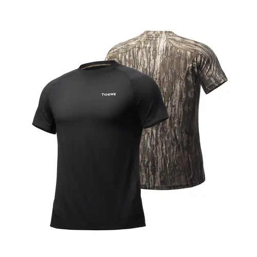 【Dealsforyoudays】Tidewe Odor Control FreshCore Moisture-Wicking Hunting Shirt for Men |Base Layer Performance Shirt | Tropical Shortsleeve Streetwear
