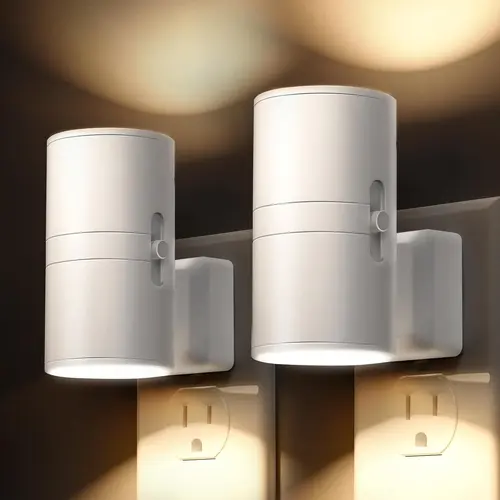 DORESSHOP 2-Pack Plug-in Wall Sconce Night Light | Dusk to Dawn Sensor, 3000K Soft Warm Light with Adjustable Brightness for Bedroom, Hallway, Kitchen SohoChic
