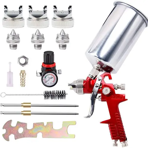 1000cc Professional HVLP Paint Sprayer Kit - Kitchen Work Tool with 1.4/1.7/2.0mm Nozzles, Pressure Air Regulator for Auto Coatings, Primer