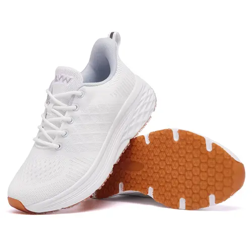 AVW Women's Non-Slip Work Shoes - Knit Fabric Workwear Shoes, Water Resistant Work Safety Sneakers, Slip Resistant Footwear for Food Service Chefs