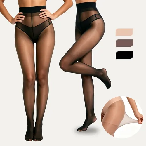 VRCOMFY Women's Sheer Tights, Silky High-Waisted Control Top Pantyhose, Tear-Resistant, Durable & Comfortable