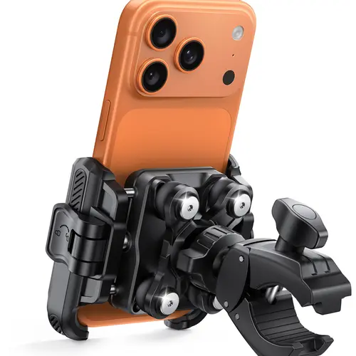Lamicall Metal Motorcycle Bike Smartphone Mount - Upgrade Vibration Dampener, Camera Friendly Handlebar Clamp, Cellphone Holder for Bicycles, 6-7.2" Devices with Protection, iPhone 17/16 Pro Max, Galaxy S25 Ultra
